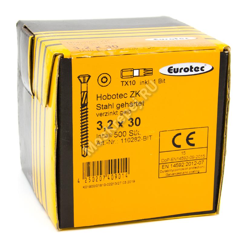 Саморезы Eurotec (евротек) 3.2x30 (500 шт. + бита)