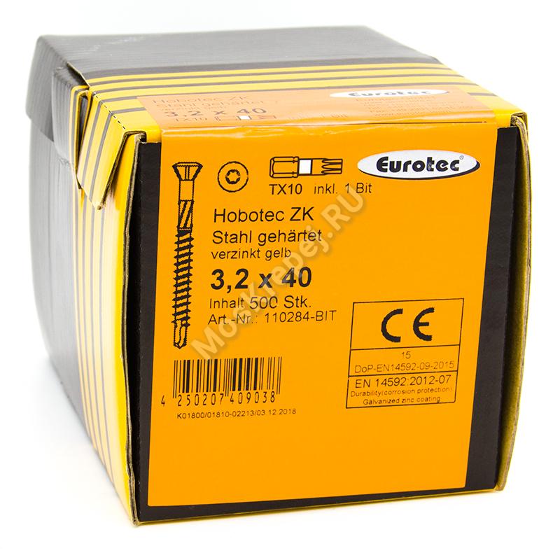 Саморезы Eurotec (евротек) 3.2x40 (500 шт. + бита)