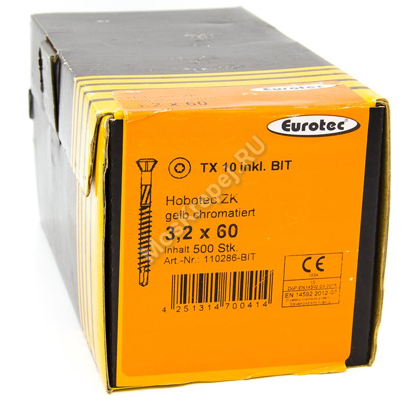Саморезы Eurotec (евротек) 3.2x60 (500 шт. + бита)