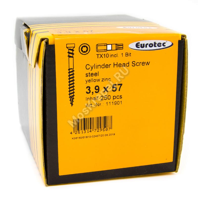 Саморез Eurotec 3.9x57 с двойной резьбой (250 шт. + бита)