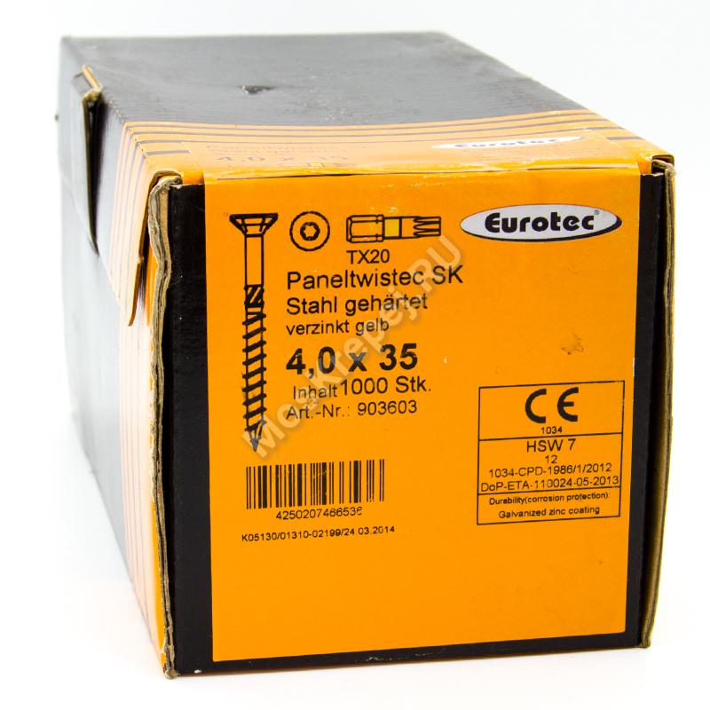 Саморез Eurotec 4x35 Paneltwistec Потайная головка