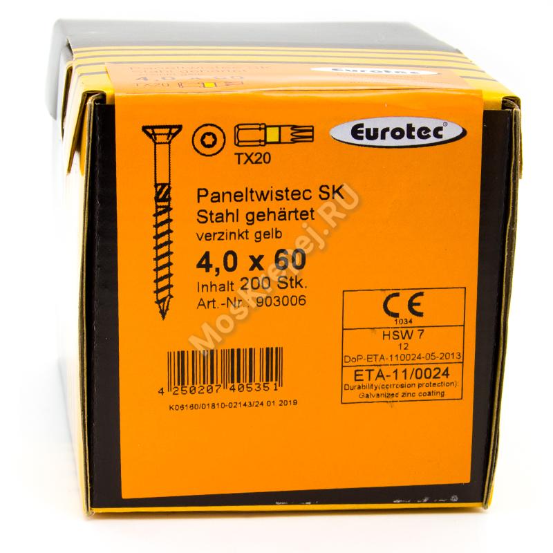 Саморез Eurotec 4x60 Paneltwistec Потайная головка