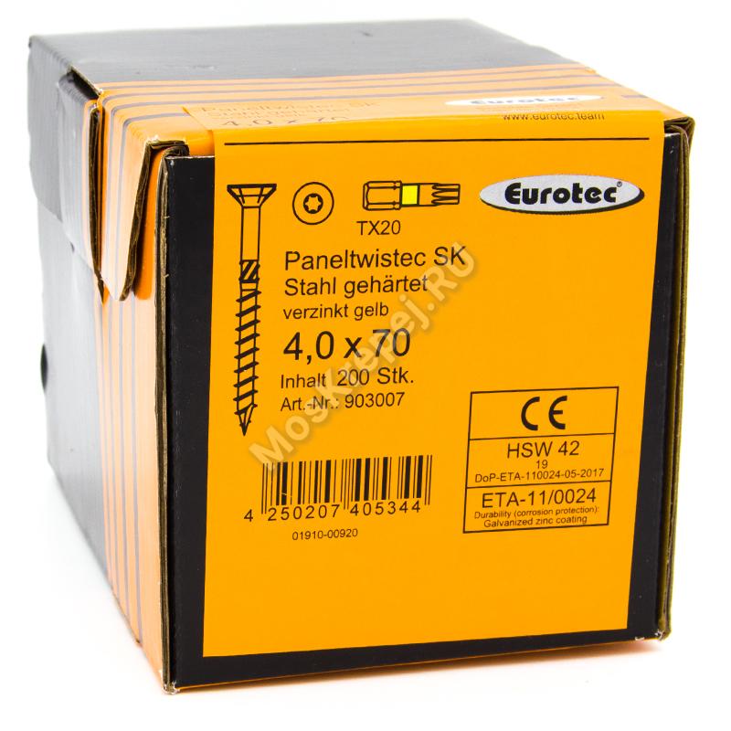 Саморез Eurotec 4x70 Paneltwistec Потайная головка