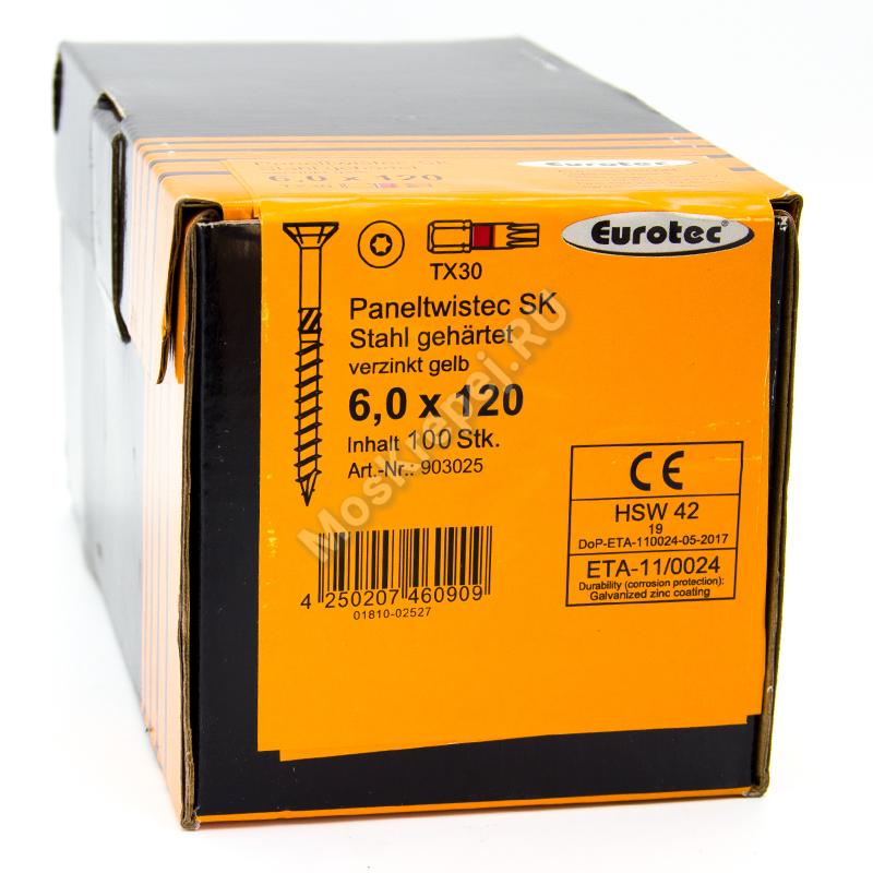 Саморез Eurotec 6x120 Paneltwistec Потайная головка