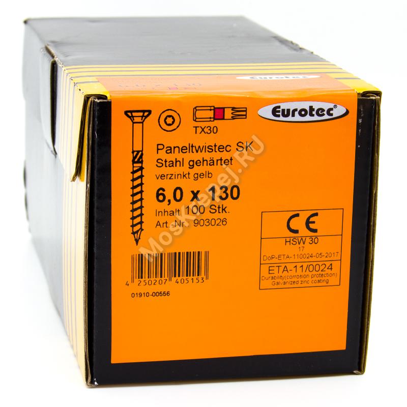 Саморез Eurotec 6x130 Paneltwistec Потайная головка