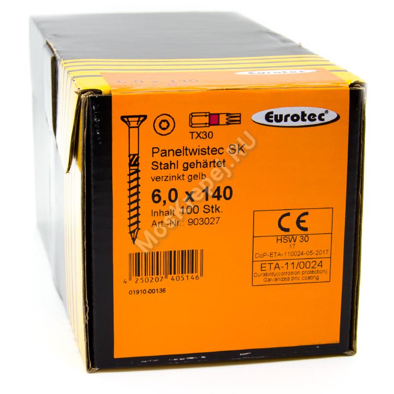 Саморез Eurotec 6x140 Paneltwistec Потайная головка