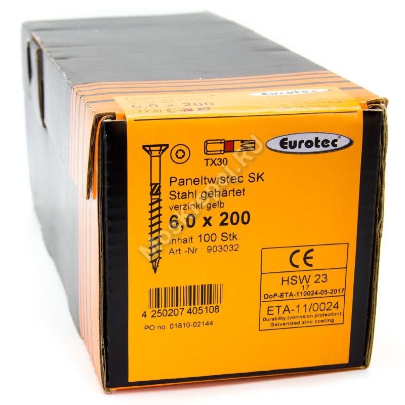 Саморез Eurotec 6x200 Paneltwistec Потайная головка
