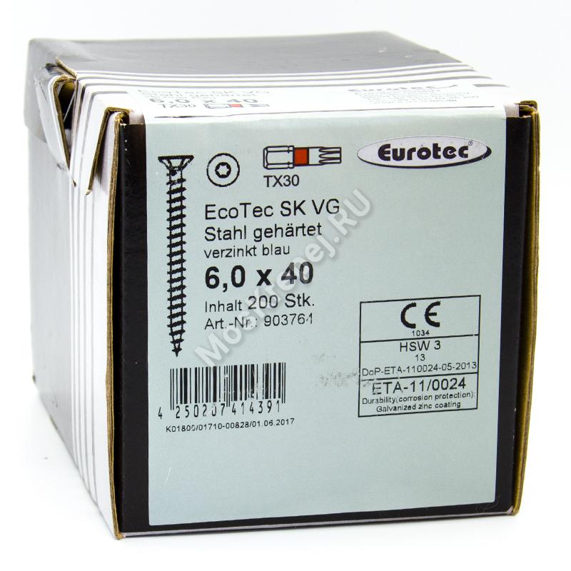 Саморез Eurotec 6x40 EcoTec для ДСП