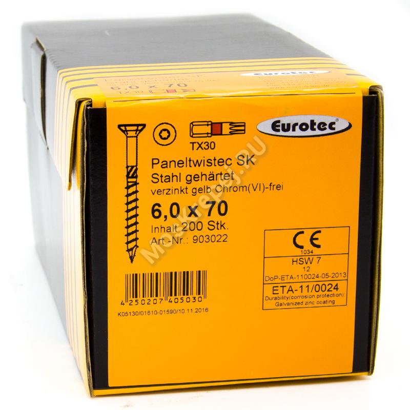 Саморез Eurotec 6x70 Paneltwistec Потайная головка