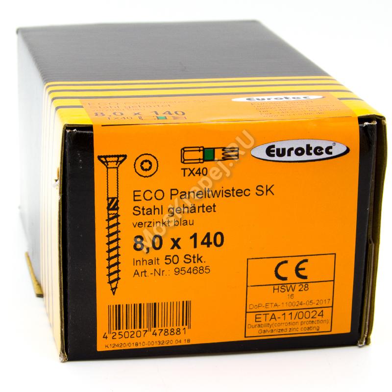 Конструкционные саморезы Eurotec 8x140 ECO PT Потайная головка