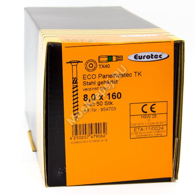 Конструкционные саморезы Eurotec 8x160 ECO PT Тарельчатая головка