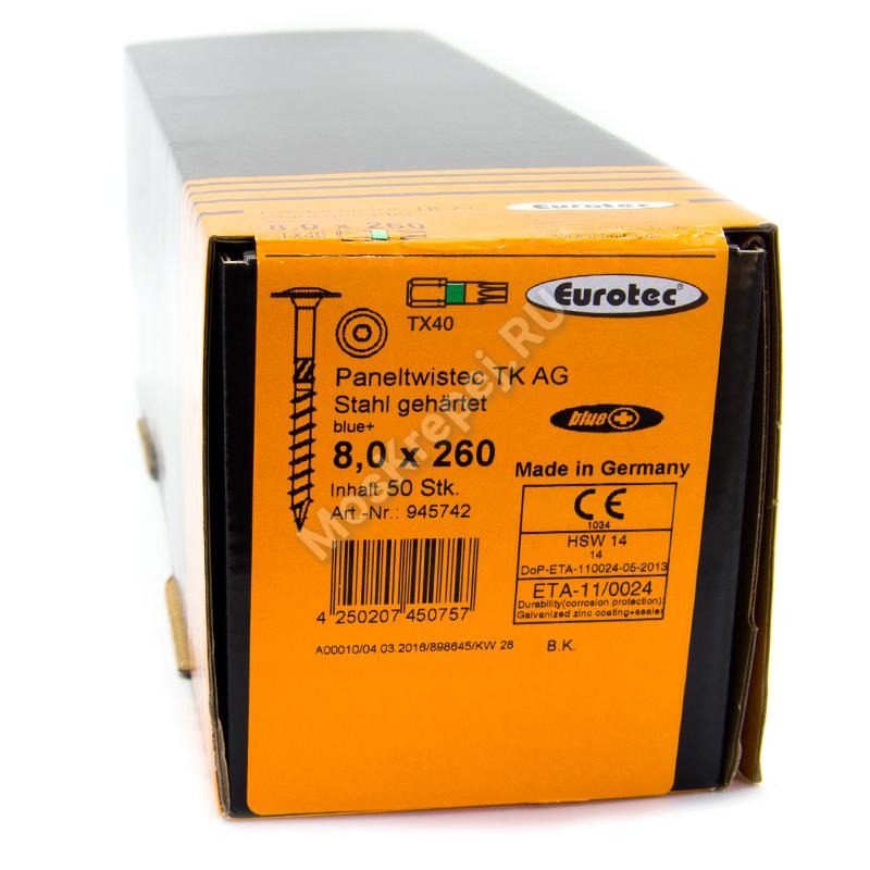 Конструкционные саморезы Eurotec 8x260 Paneltwistec AG Тарельчатая головка