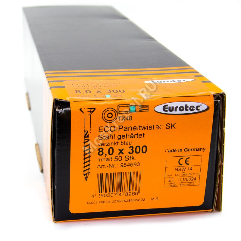 Конструкционные саморезы Eurotec 8x300 ECO PT Потайная головка