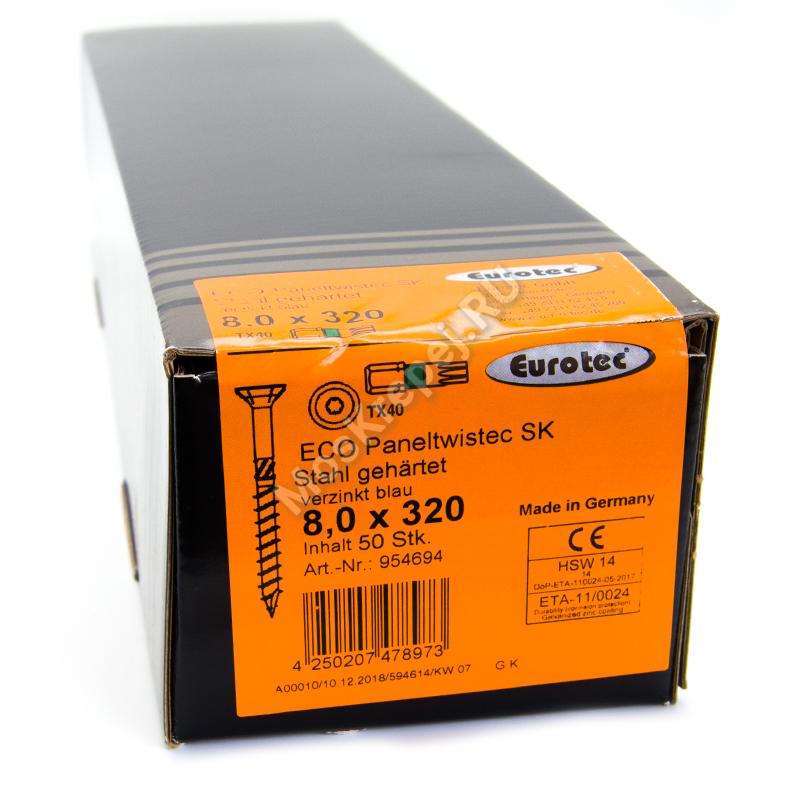 Конструкционные саморезы Eurotec 8x320 ECO PT Потайная головка