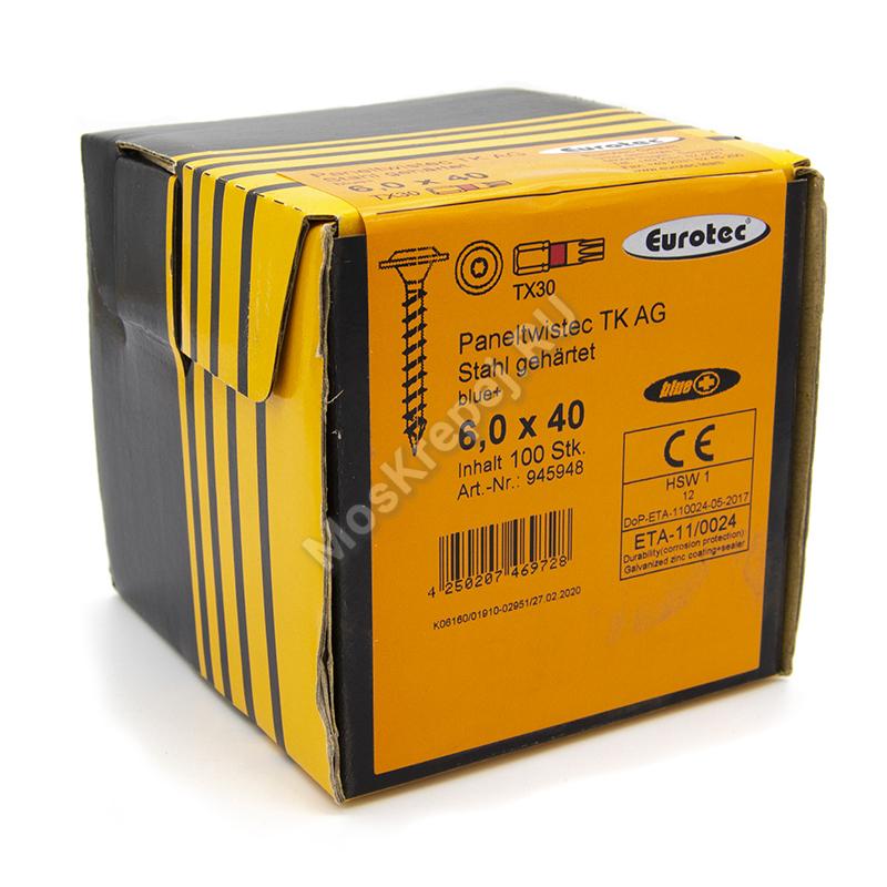 Саморез Eurotec 6x40 Paneltwistec Тарельчатая головка
