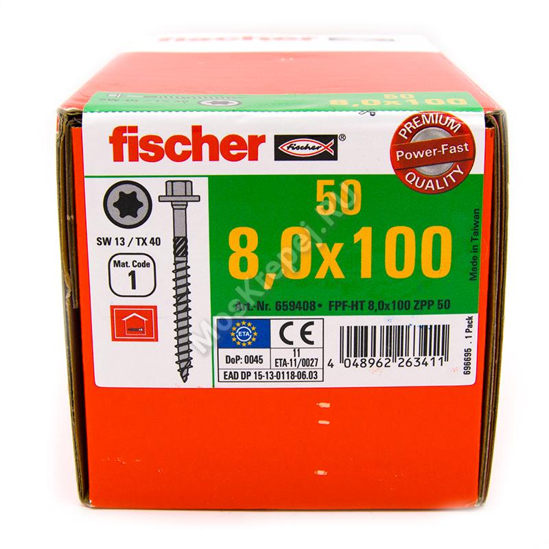 Конструкционные саморезы Fischer 8x100 с пресс-шайбой и шестигранной головой