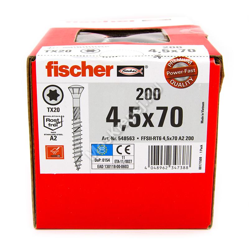 Саморезы Fischer 4,5x70 для фасадной доски из нержавейки (200шт.)