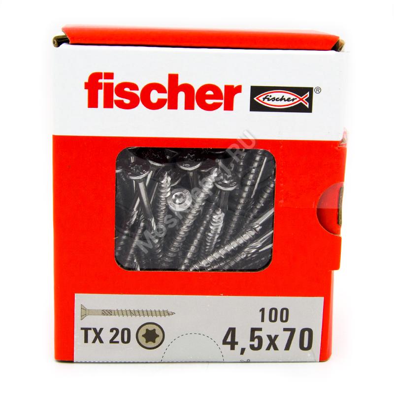 Саморезы Fischer 4,5x70 для ДСП и фасада из нержавейки (100шт.)