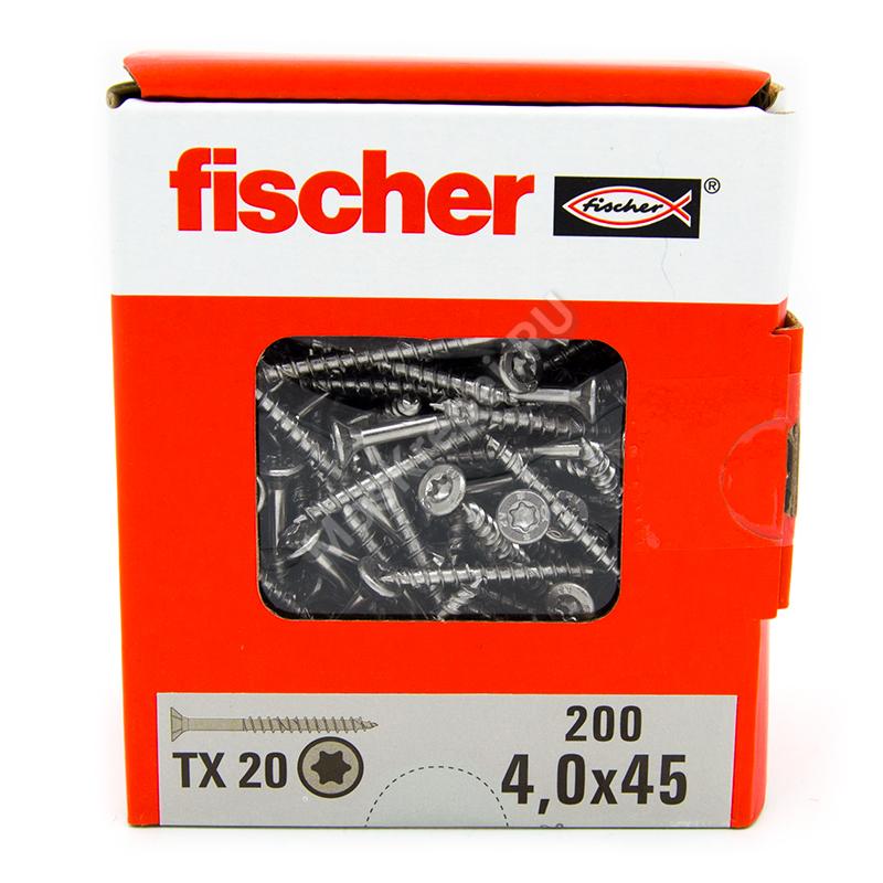 Саморезы Fischer 4x45 для ДСП и фасада из нержавейки (200шт.)