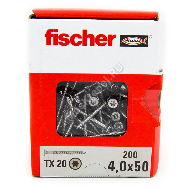 Саморезы Fischer 4x50 для ДСП и фасада из нержавейки (200шт.)