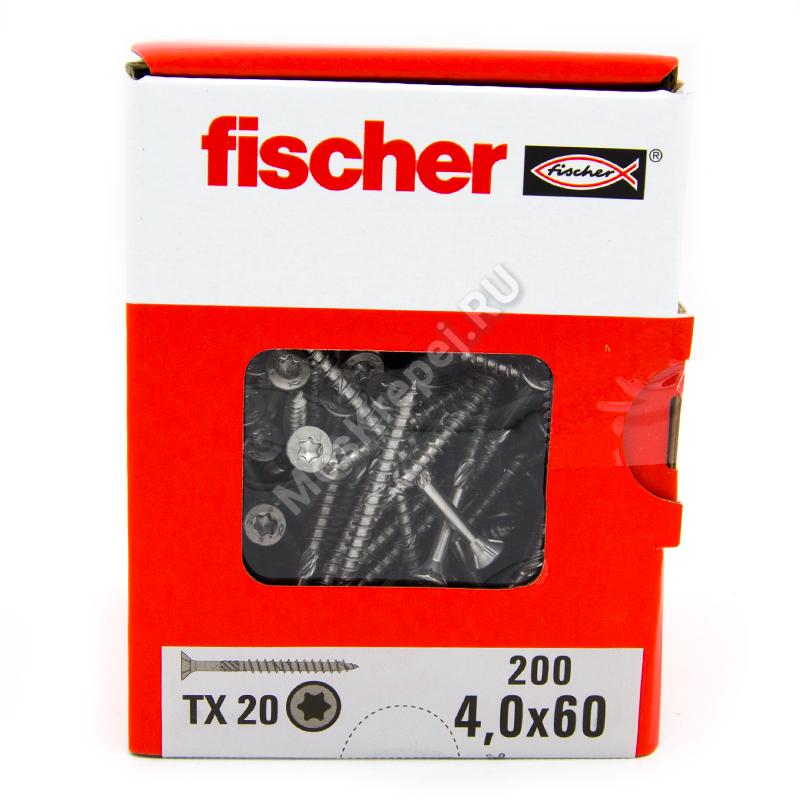 Саморезы Fischer 4x60 для ДСП и фасада из нержавейки (200шт.)