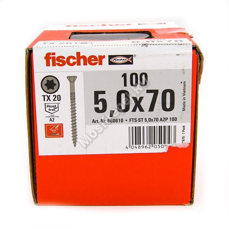 Саморез для террасной доски Fischer 5x70 из нержавейки (100 шт.)