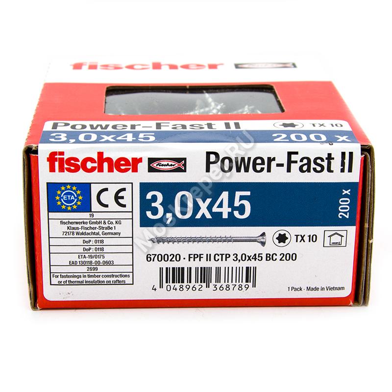 Саморезы Fischer 3x45 для ДСП, OSB, МДФ и фанеры (200шт.)