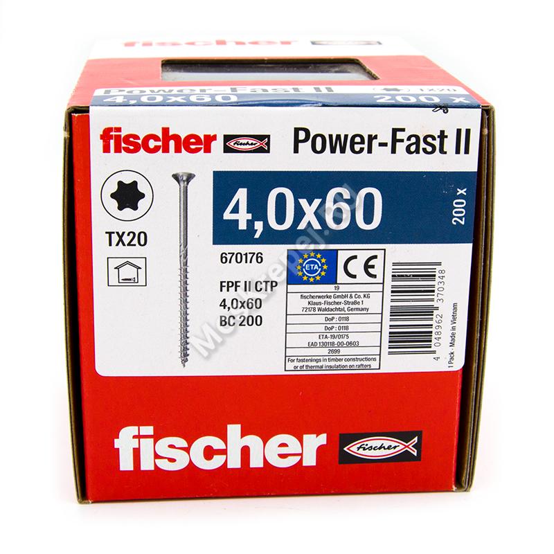 Саморезы Fischer 4x60 для ДСП, OSB, МДФ и фанеры (200шт.)