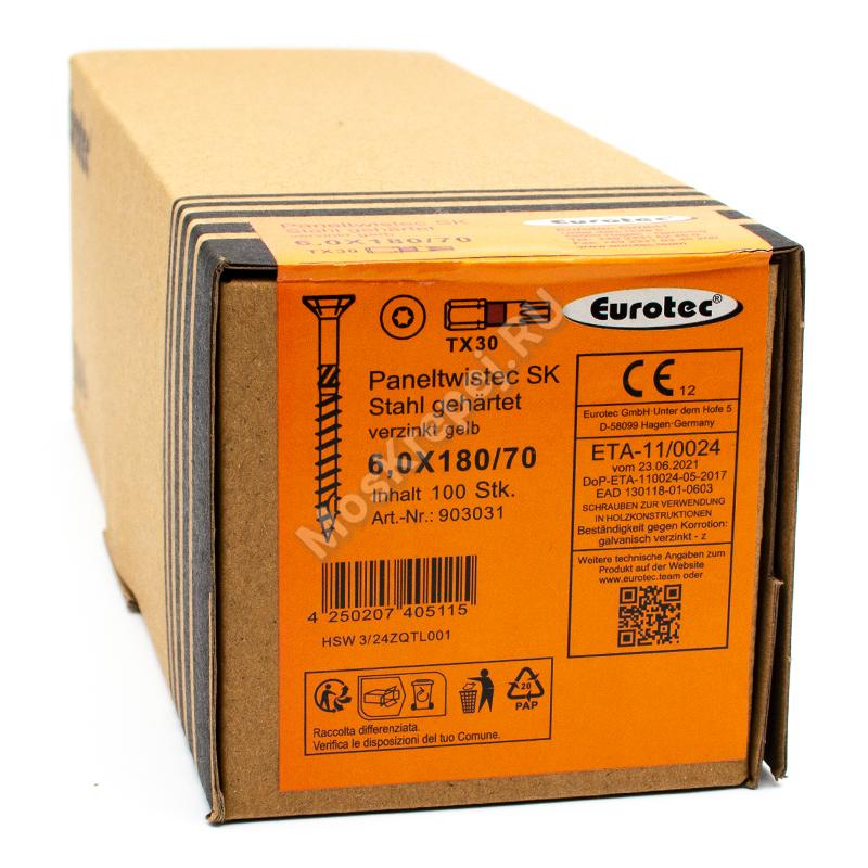 Саморез Eurotec 6x180 Paneltwistec SK Потайная головка (100 шт.)