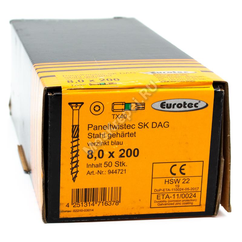 Конструкционные саморезы Eurotec 8x200 Paneltwistec SK Потайная головка (50 шт.)