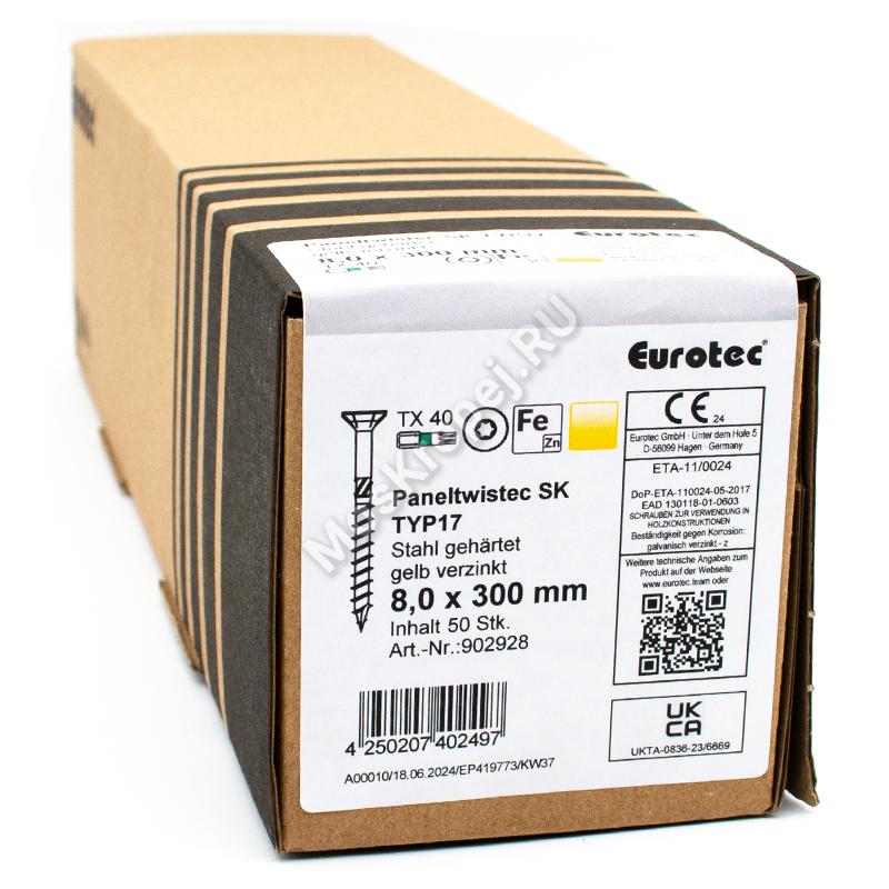 Саморез Eurotec 8x300 Paneltwistec SK Потайная головка (50 шт.)