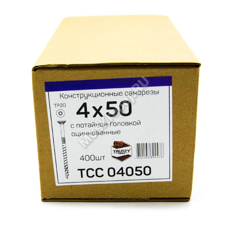 Конструкционные саморезы TCC 4x50 потайная головка (400 шт. + бита)