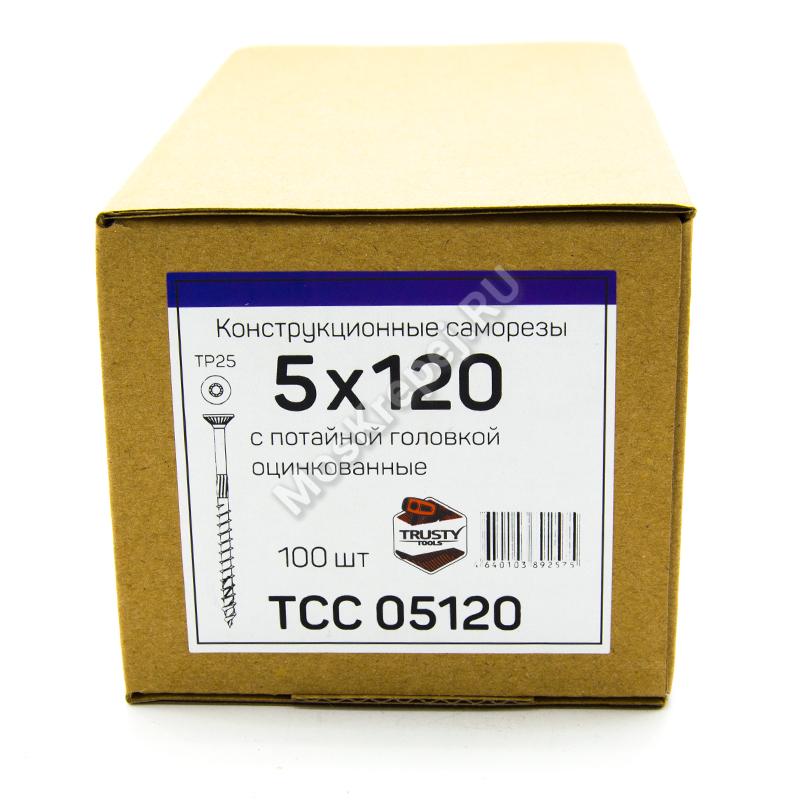 Конструкционные саморезы TCC 5x120 потайная головка (100 шт. + бита)