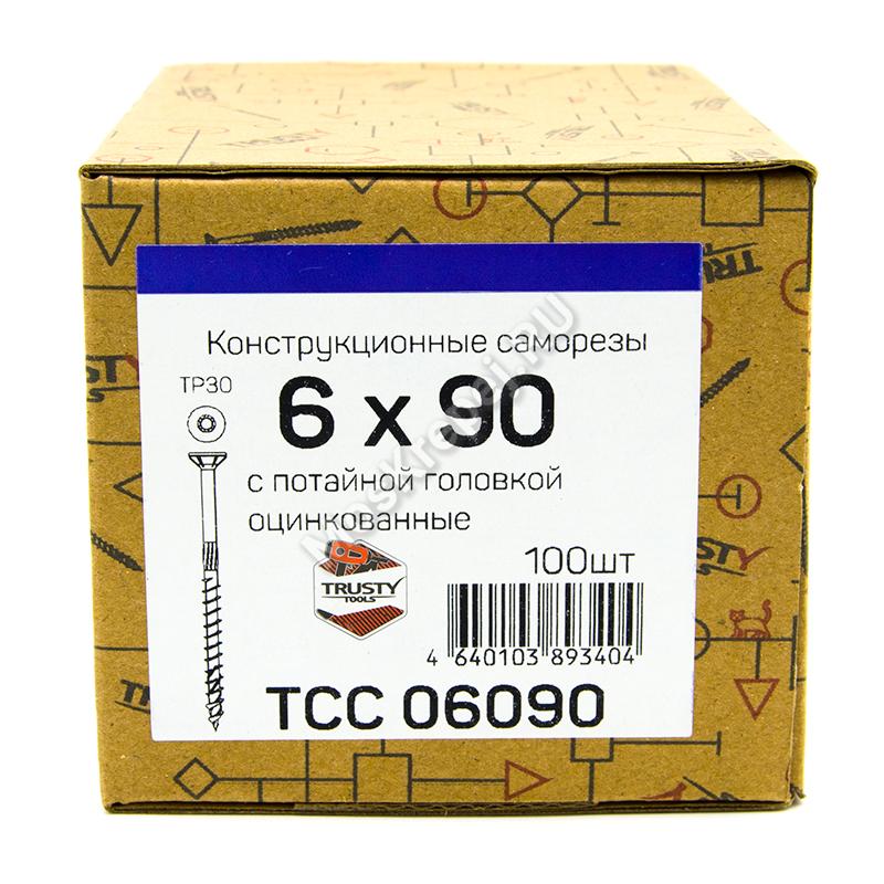 Конструкционные саморезы TCC 6x90 потайная головка (100 шт. + бита)