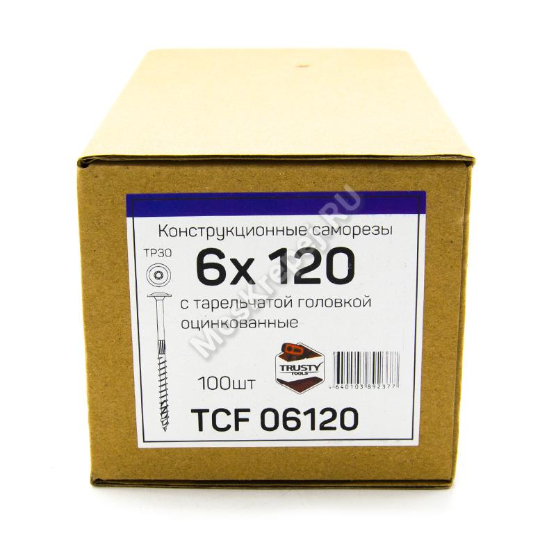 Конструкционные саморезы TCF 6x120 тарельчатая головка (100 шт. + бита)