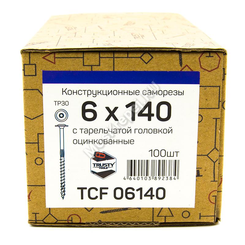 Конструкционные саморезы TCF 6x140 тарельчатая головка (100 шт. + бита)