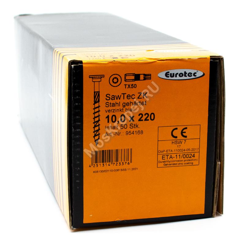 Конструкционные саморезы Eurotec SawTec 10x220 двухступенчатая цилиндрическая головка (50 шт.)