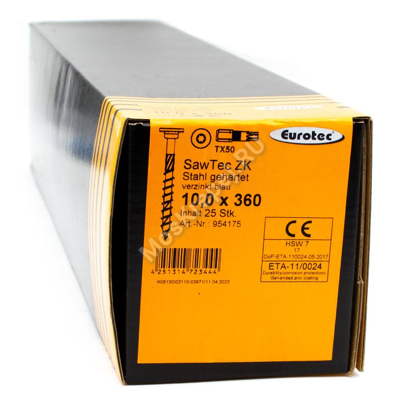 Конструкционные саморезы Eurotec SawTec 10x360 двухступенчатая цилиндрическая головка (25 шт.)