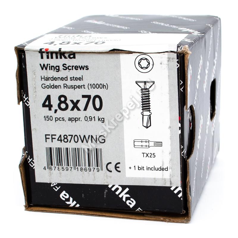 Саморез флюгель Finka Wing Screws 4,8x70 Golden Ruspert (150 шт.)