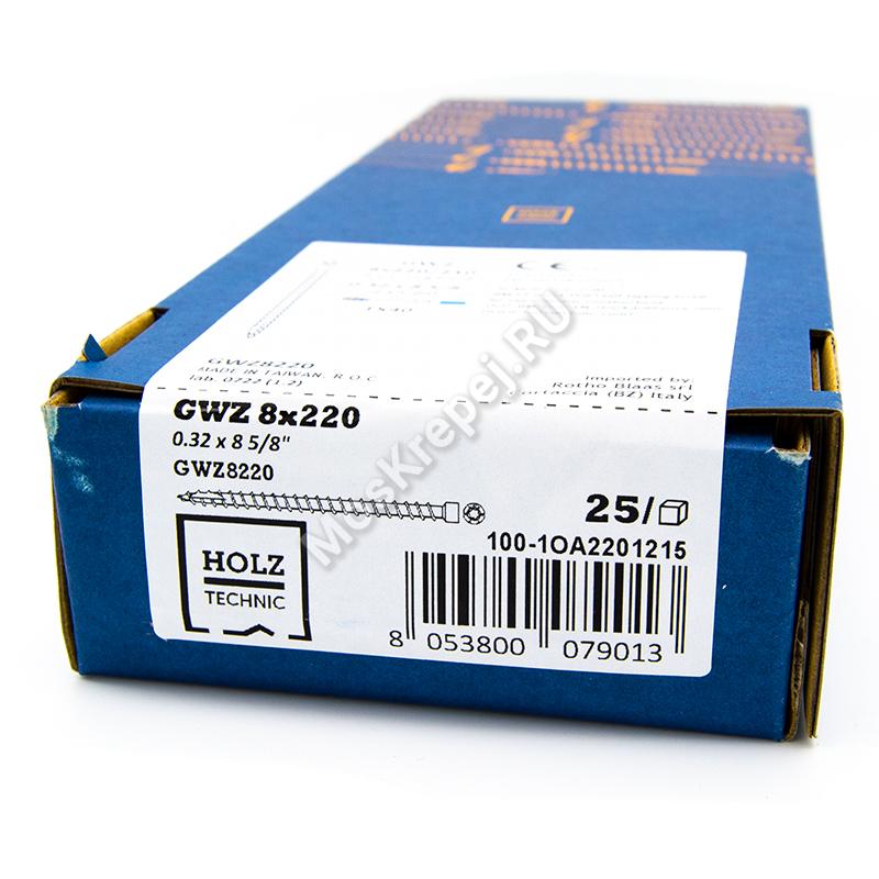 Конструкционные саморезы HOLZ TECHNIC GWZ 8x220 цилиндрической головка (25 шт.)