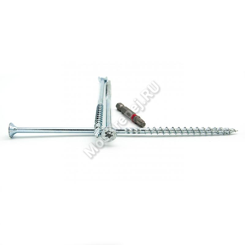 Конструкционные саморезы TCC 6x180 потайная головка (100 шт. + бита)