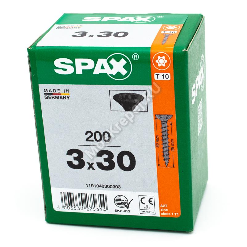 Саморез универсальный SPAX 3x30 Black BLAX потай. полная резьба (200 шт.)