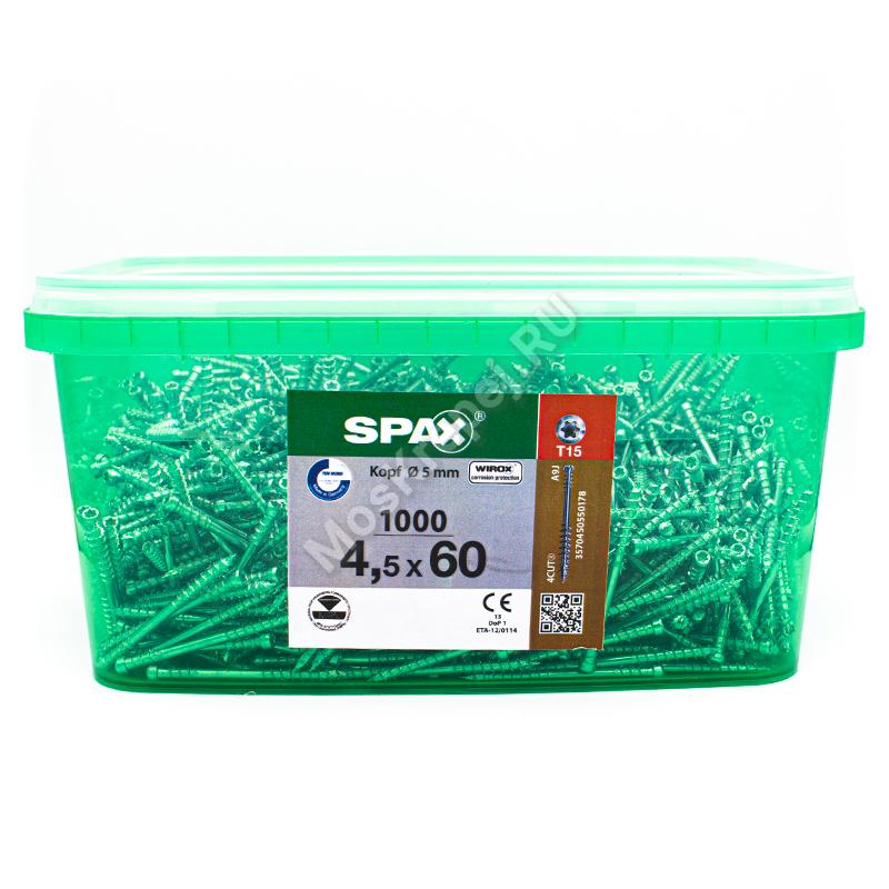 Саморез SPAX 4.5x60 для террасной доски с уменьшенной головкой (1000 шт.)