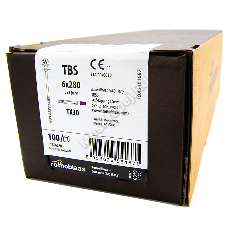 Конструкционные саморезы Rothoblaas TBS 6x280 тарельчатая головка (100шт.)
