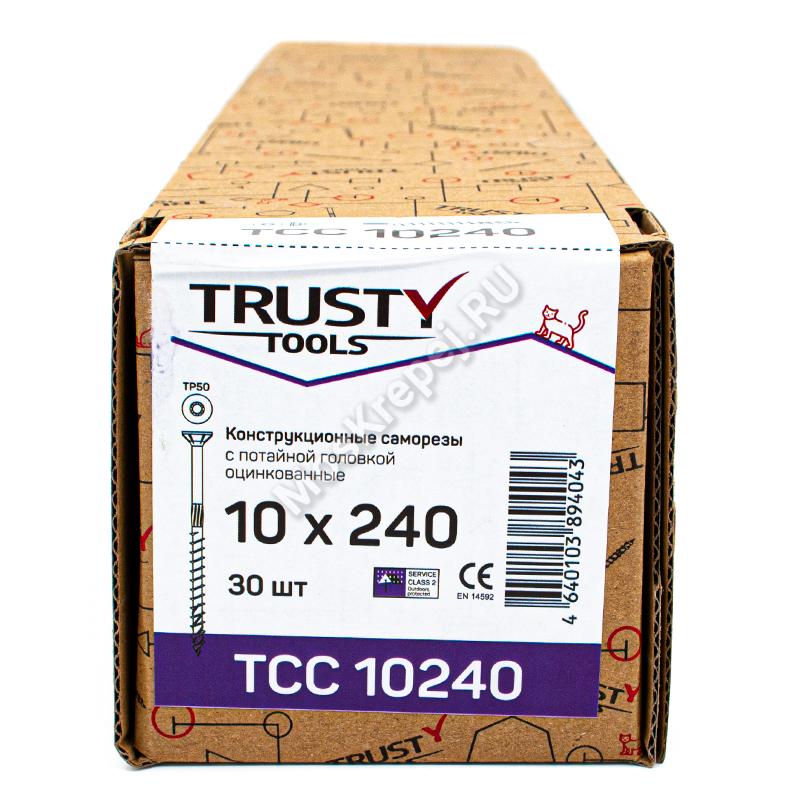 Конструкционные саморезы TCC 10x240 потайная головка (30 шт. + бита)