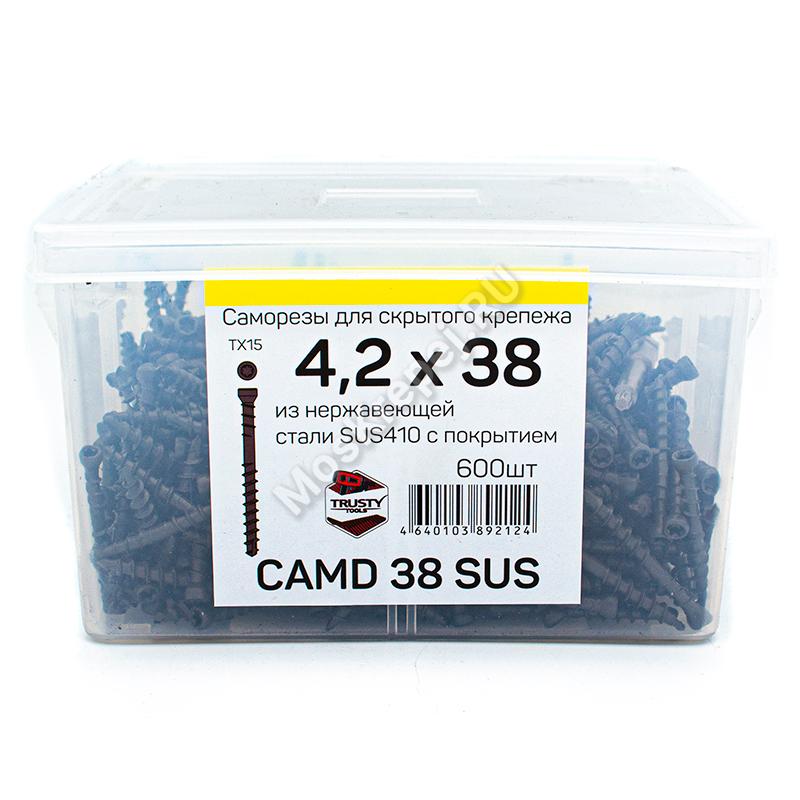 Саморезы для скрытого крепежа CAMD 4.2x38 из нержавеющей стали (600 шт + бита)