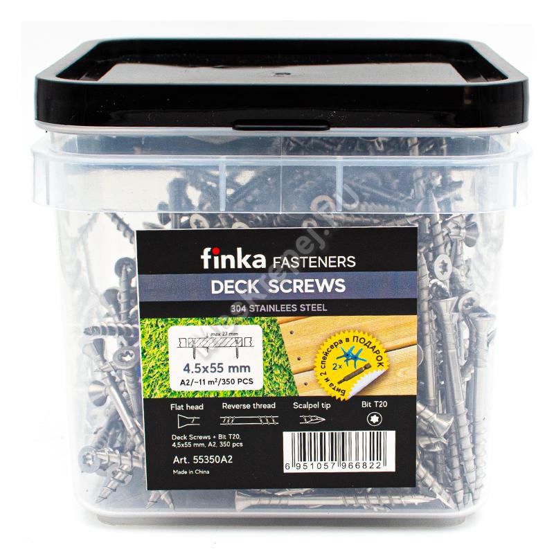 Саморезы Finka Deck Screws A2 4,5x55 (350 шт. + бита + 2 cпейсера)
