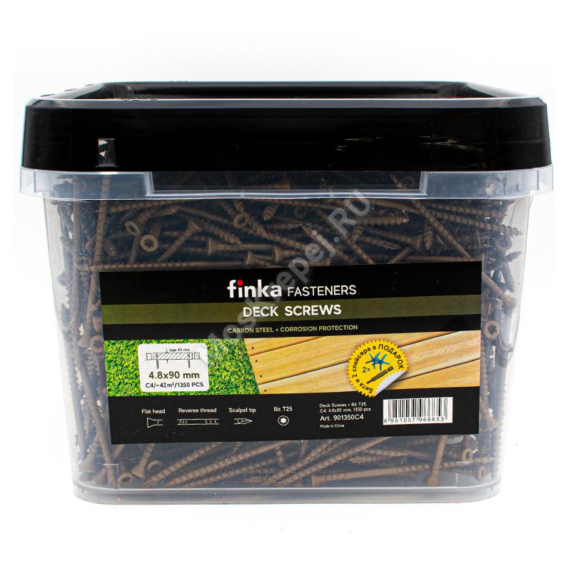 Саморезы Finka Deck Screws 4,8x90 (1350 шт. + бита + 2 cпейсера)