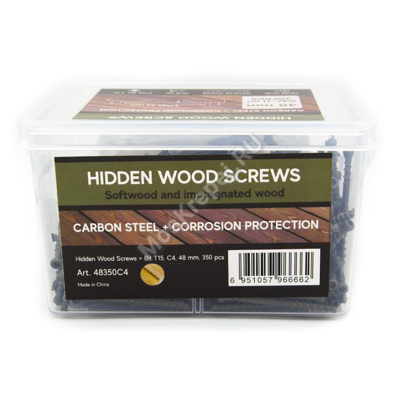 Саморезы Hidden Wood Screws 48 мм (350 шт. + бита)