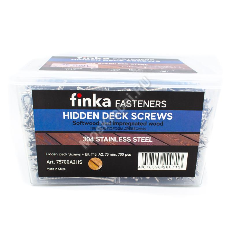 Саморезы Finka Hidden Deck Screws 75 мм из нержавейки (700 шт. + бита)